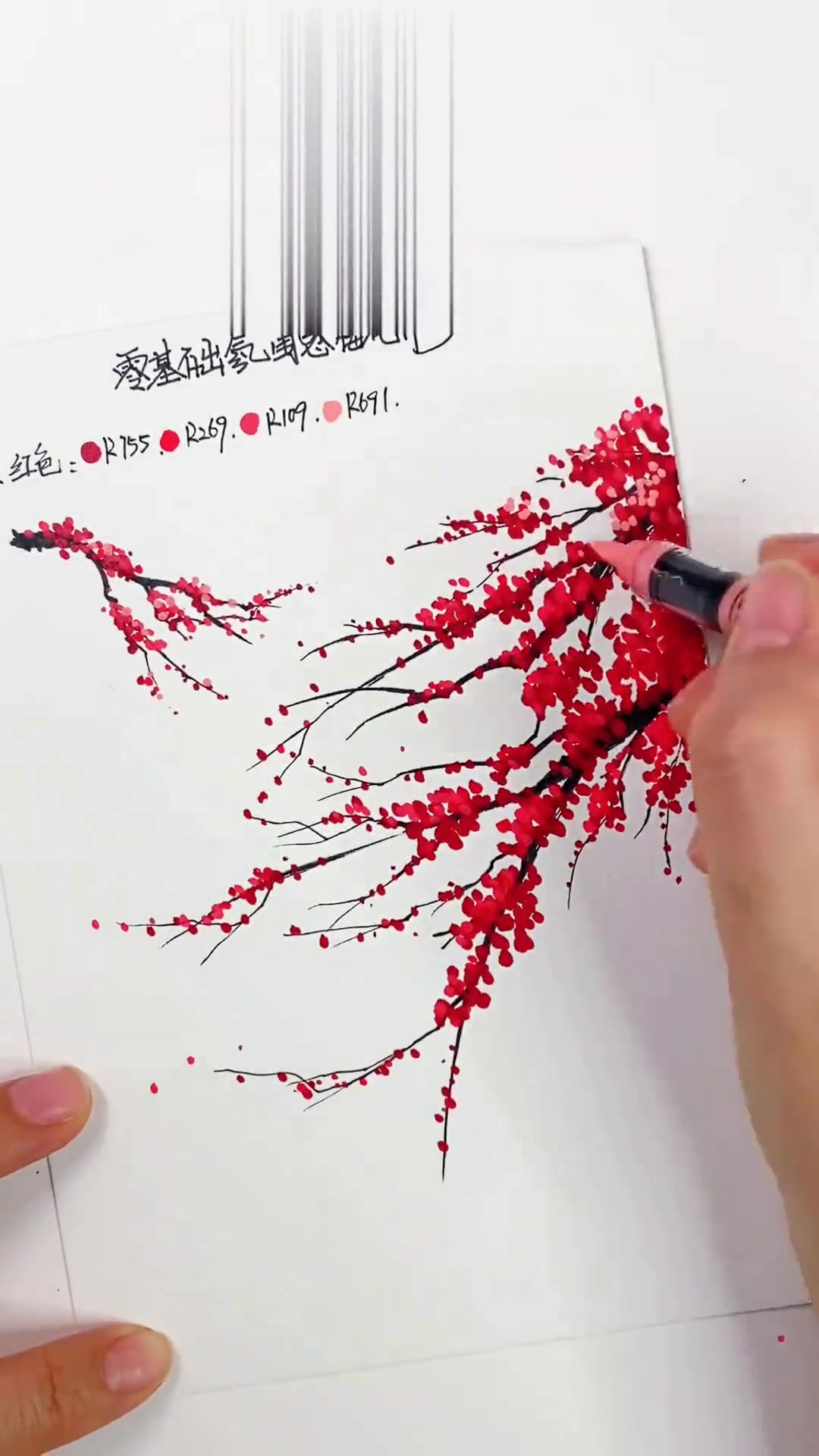 新年氛围感梅花主题画 丙烯马克笔零基础一看就会画