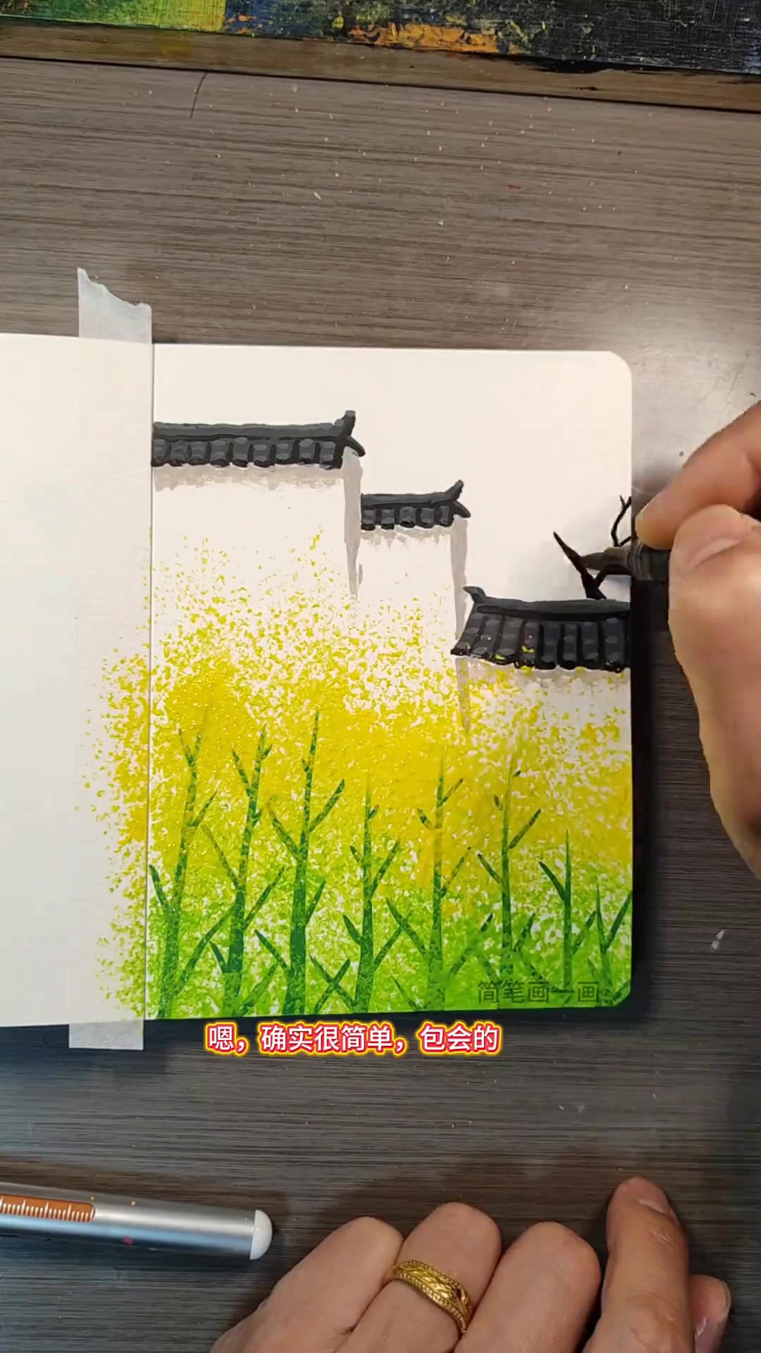 零基础也能画油菜花主题画 用西兰花轻松上手