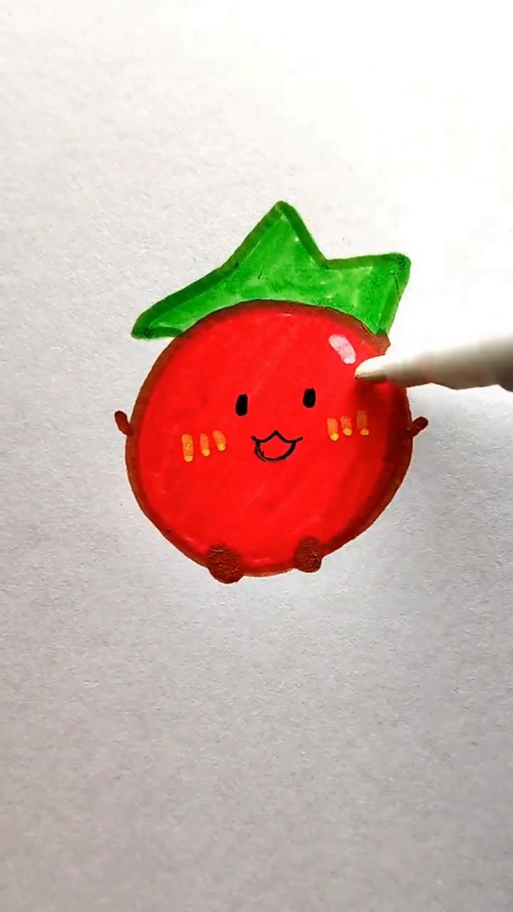 画100个可爱食物的简笔画,西红柿