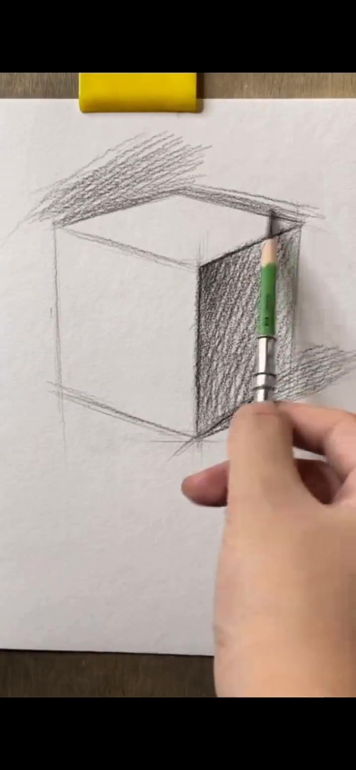 零基础学素描，跟着步骤画基础正方体