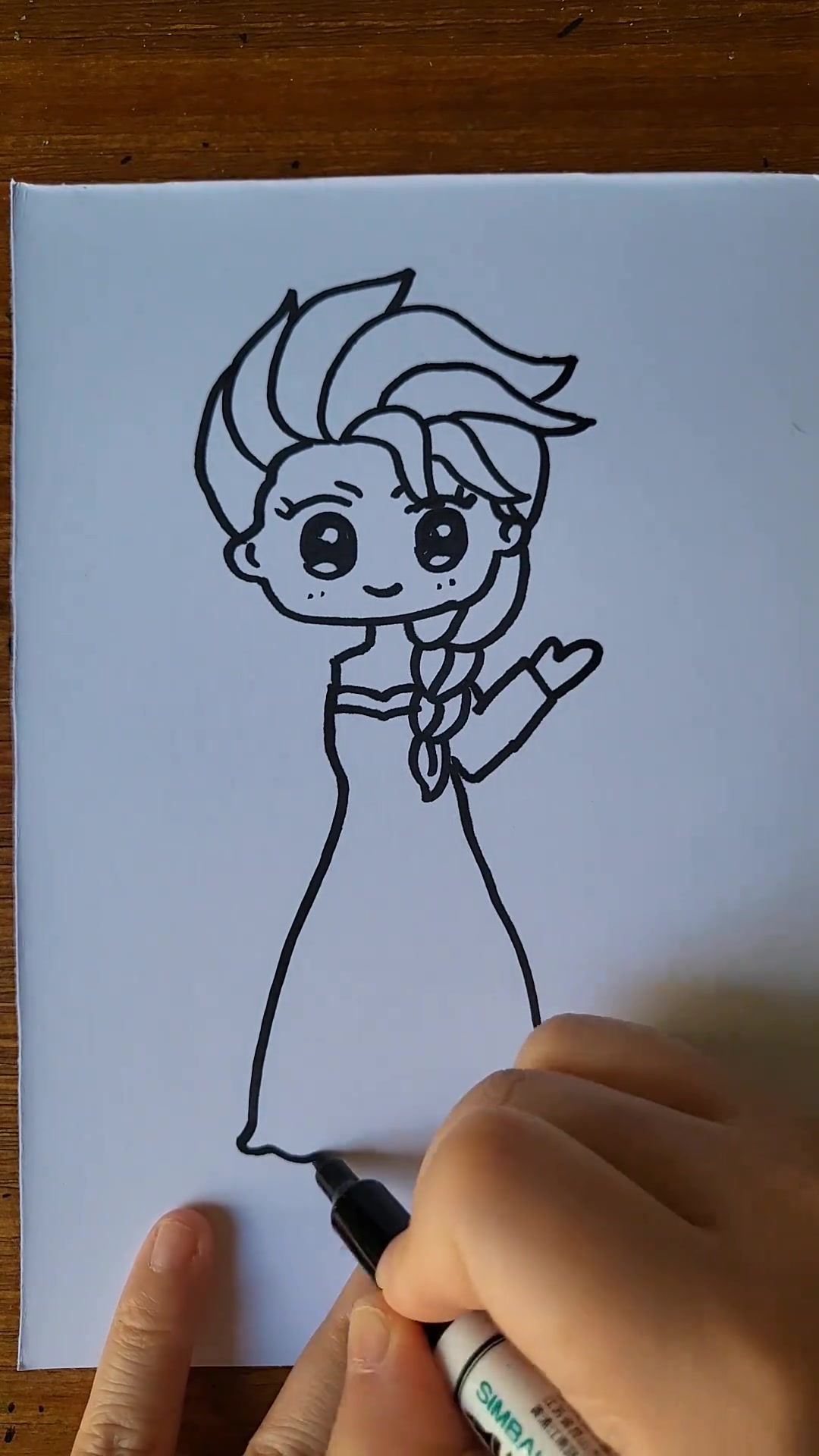 艾莎公主简笔画，我来交作业啦！