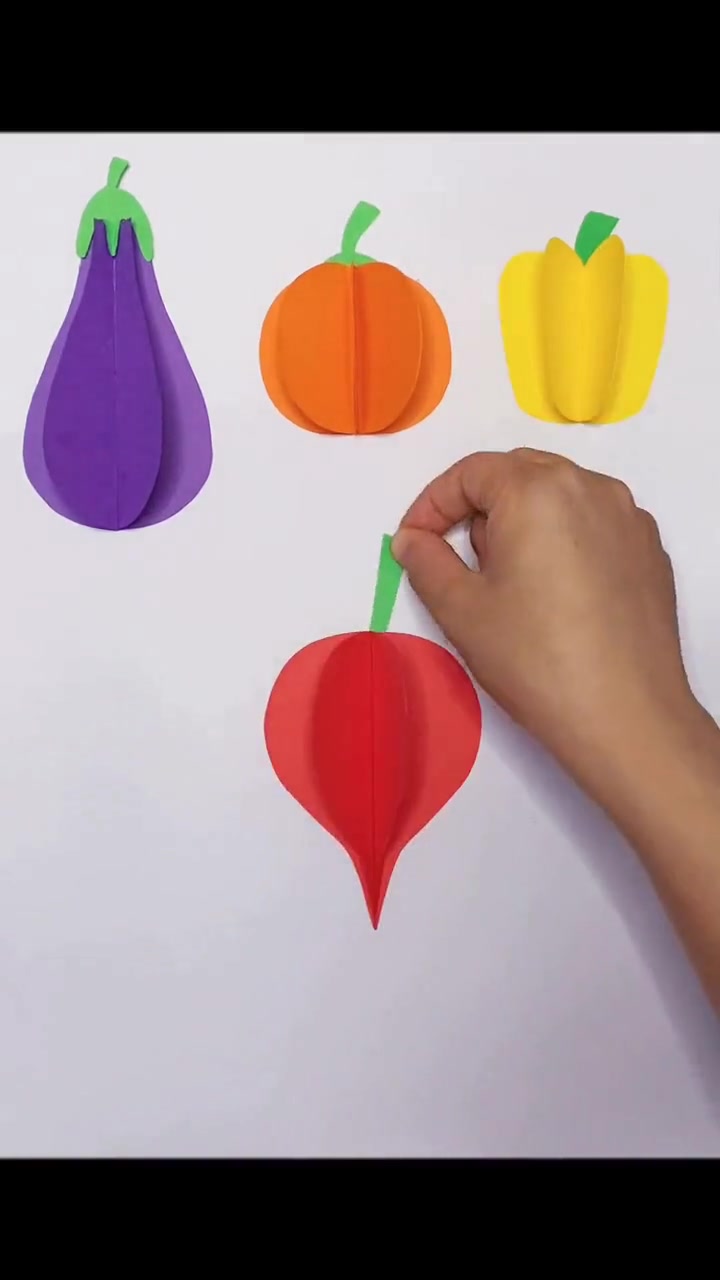 卡纸做简单立体的蔬菜手工，各种蔬菜贴画合集