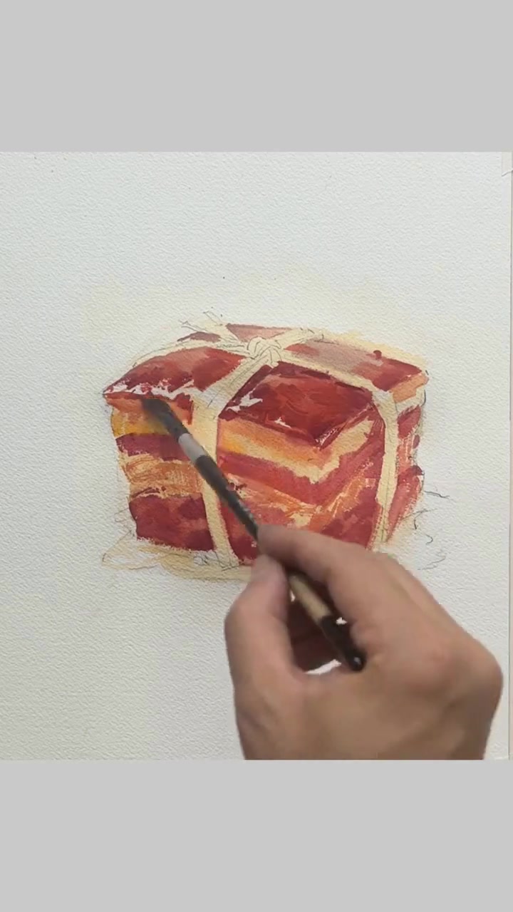 水彩画东坡肉，人生百味不如这碗东坡肉的醇厚绵长