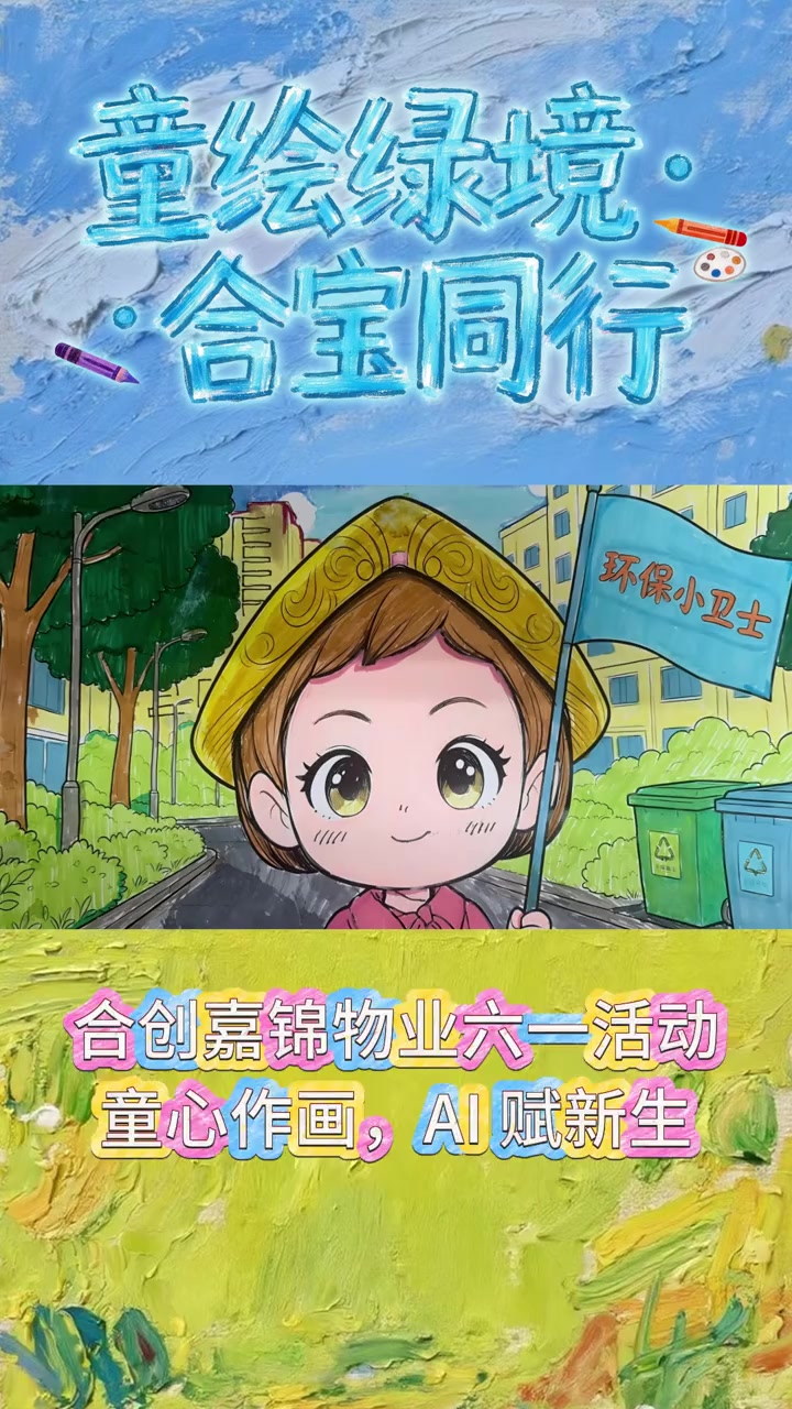 上海高端物业开展六一环保主题绘画赛，社区小业主踊跃投稿三百幅作品。借助 AI 技术，让孩子