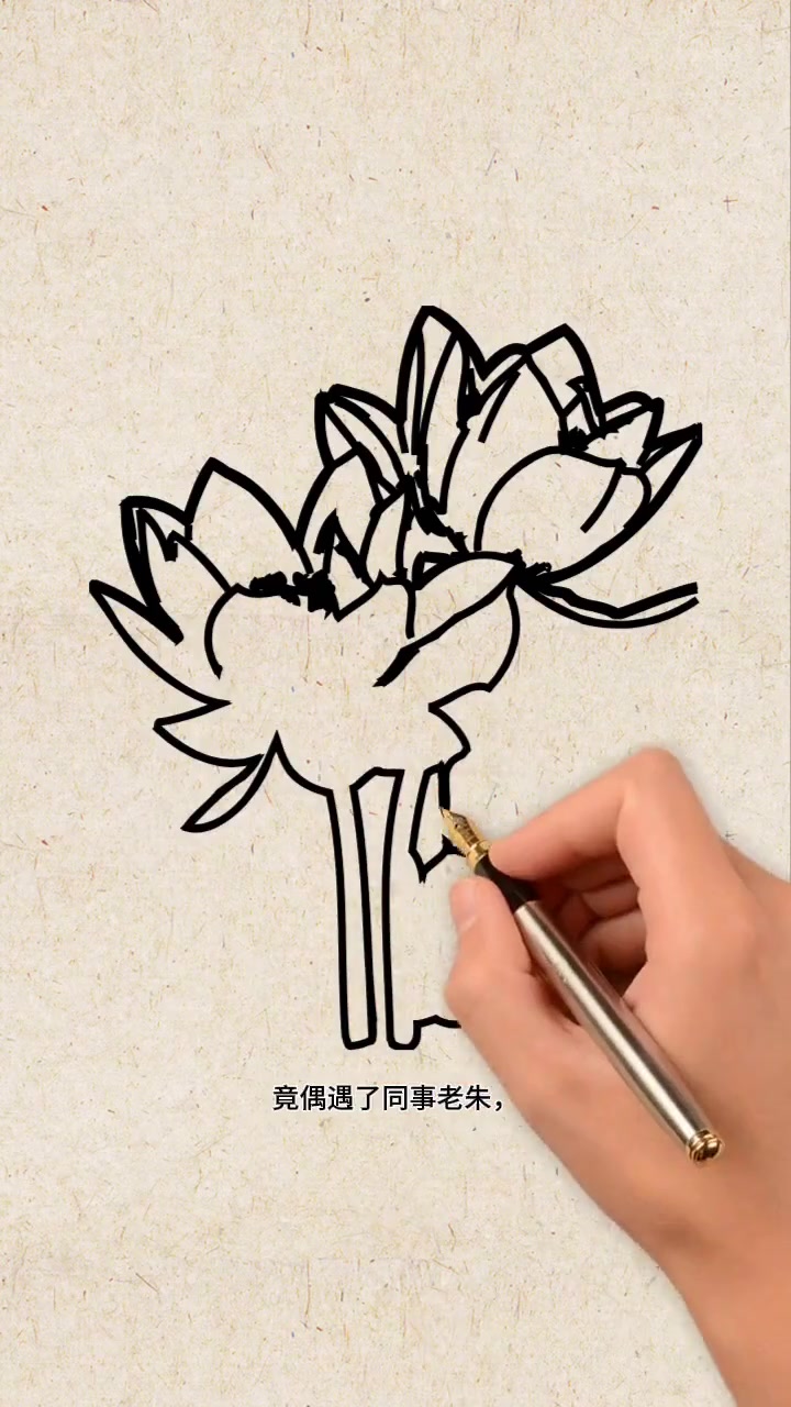 手绘荷花简笔画画起来简单又好看