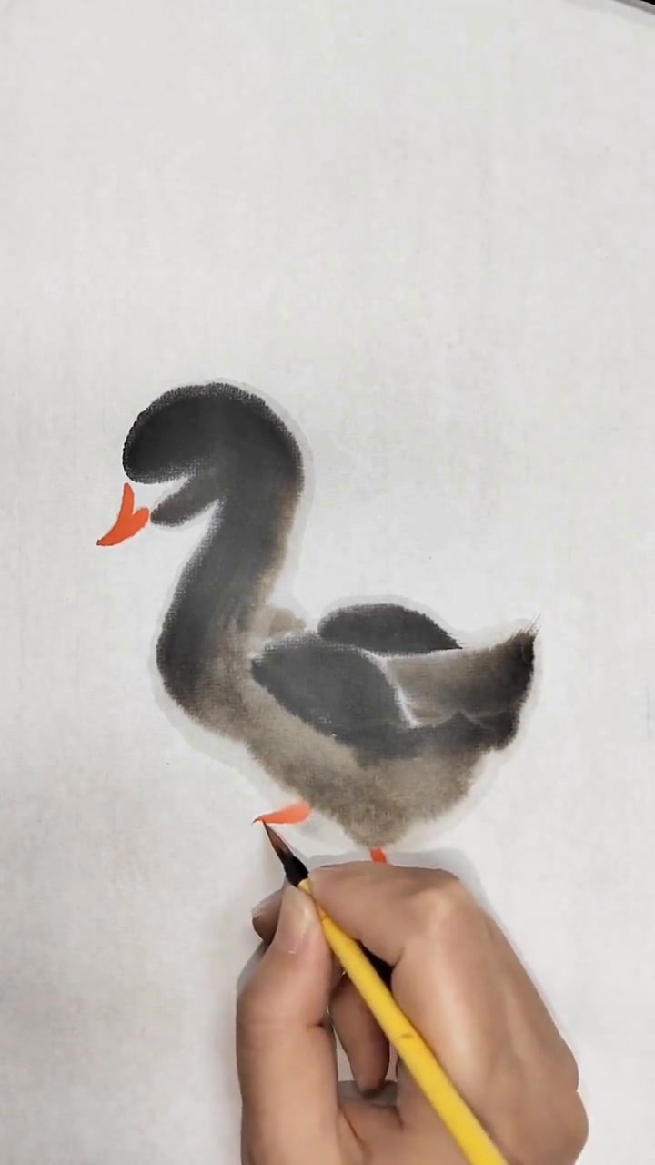 一分钟教你画萌萌哒小鸭子，国画写意花鸟零基础学画画