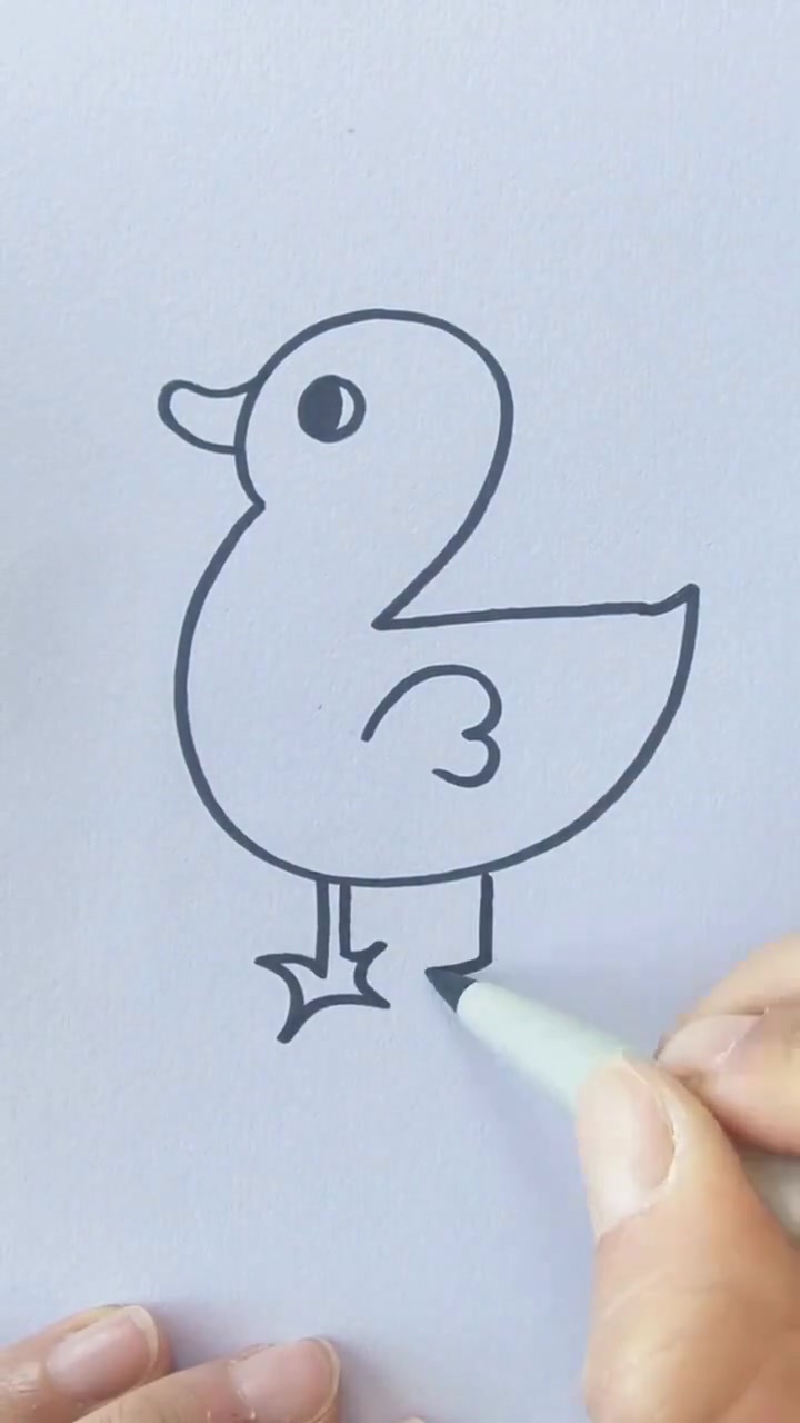 用数字2就能画出来的小鸭子简笔画，你学会了吗