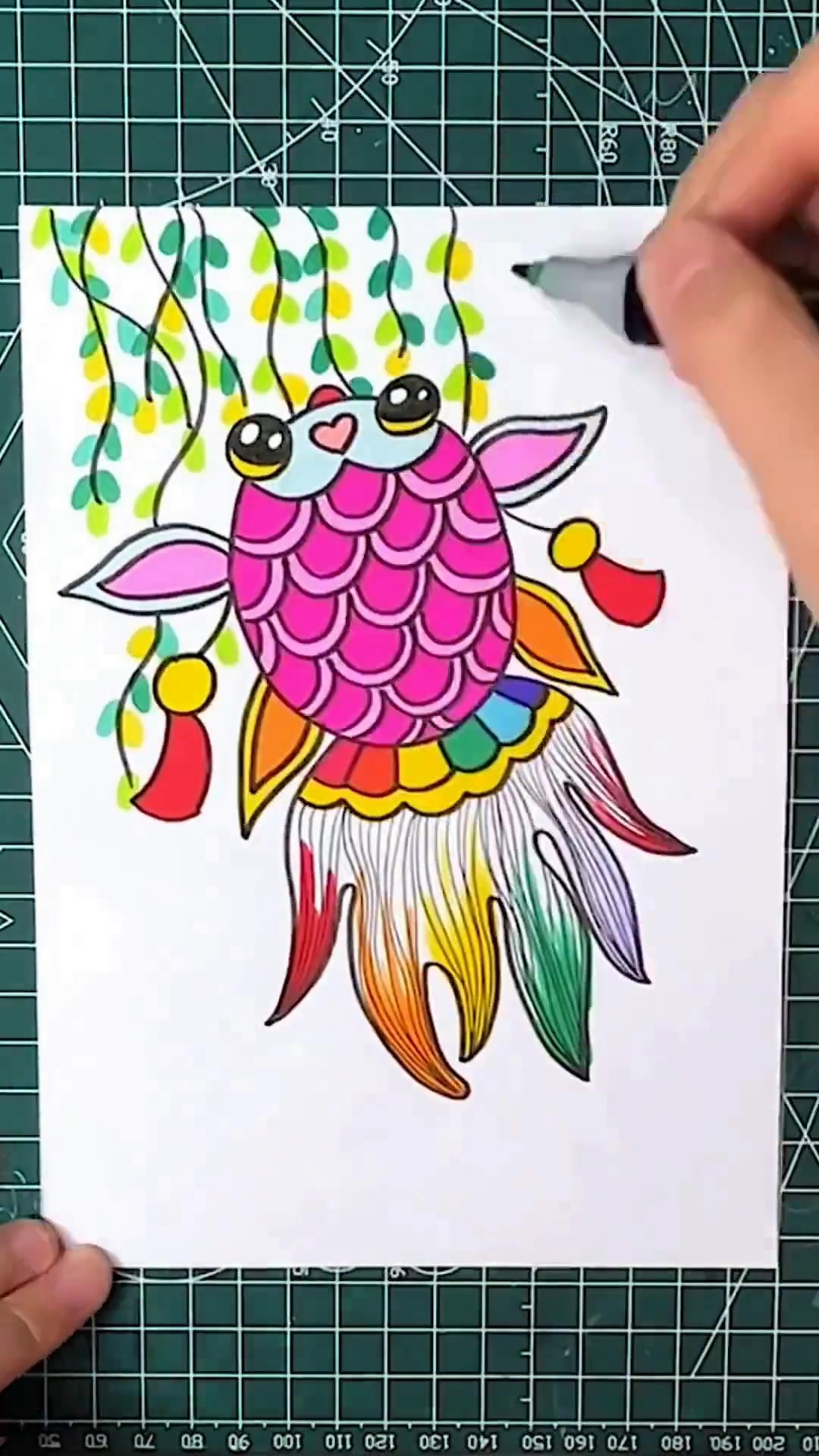 春天快来一起画风筝主题的儿童画
