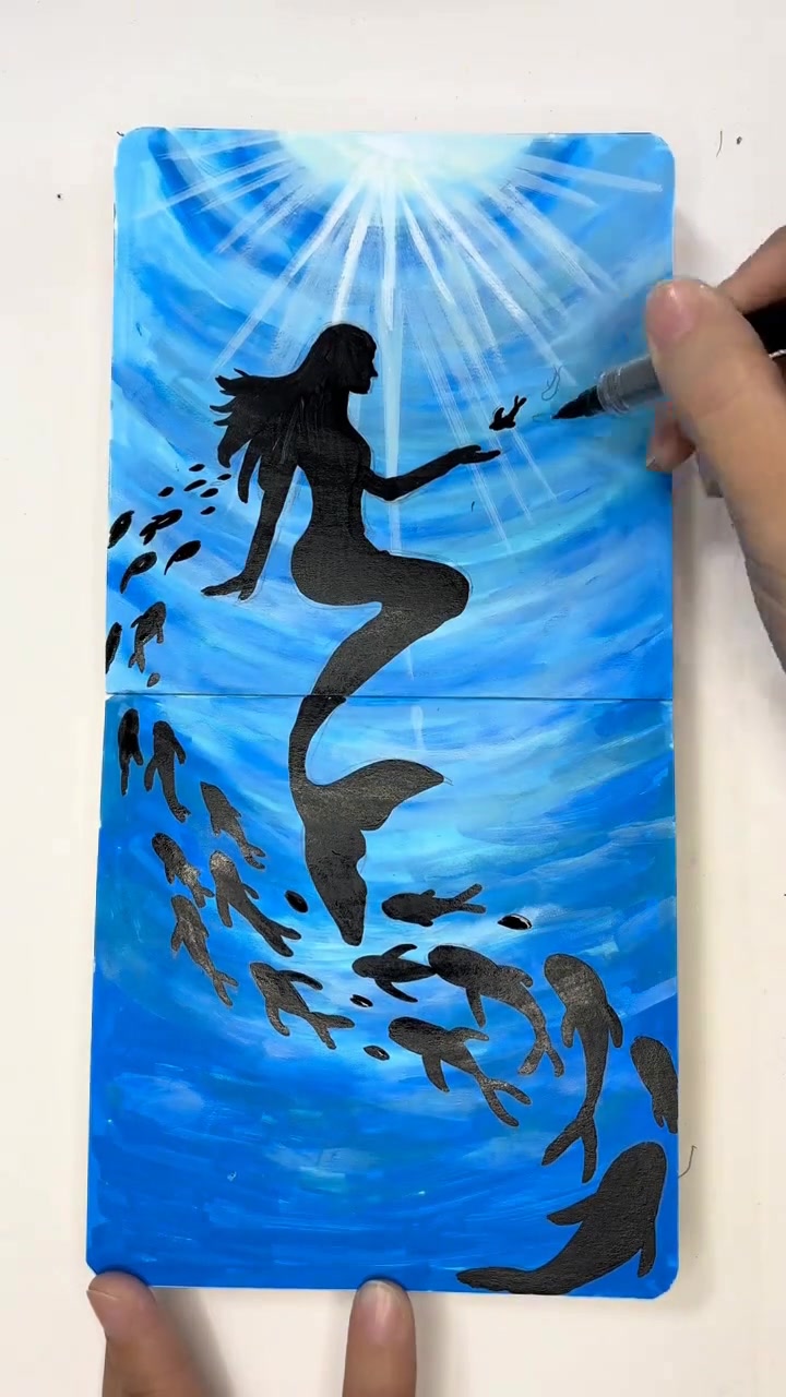 用丙烯马克笔，学画1分钟美人鱼教程