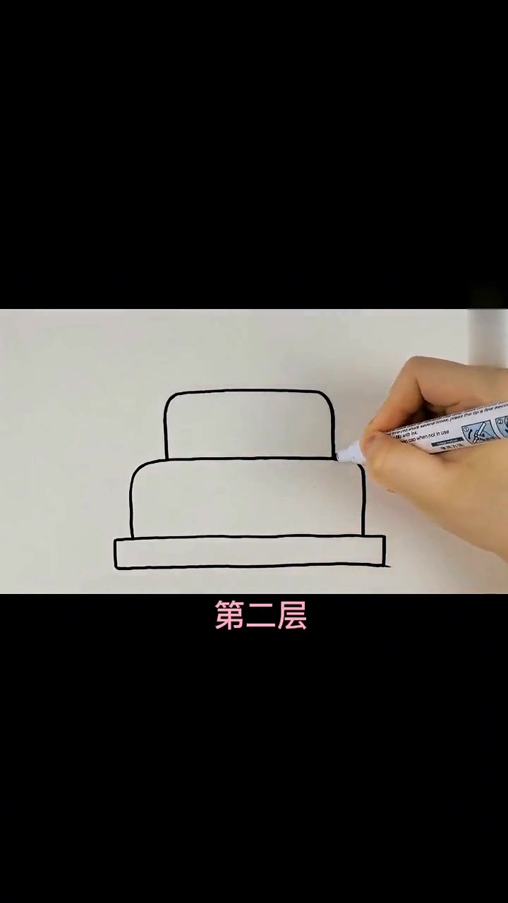 3-5岁零基础宝宝学画简单漂亮的生日蛋糕简笔画