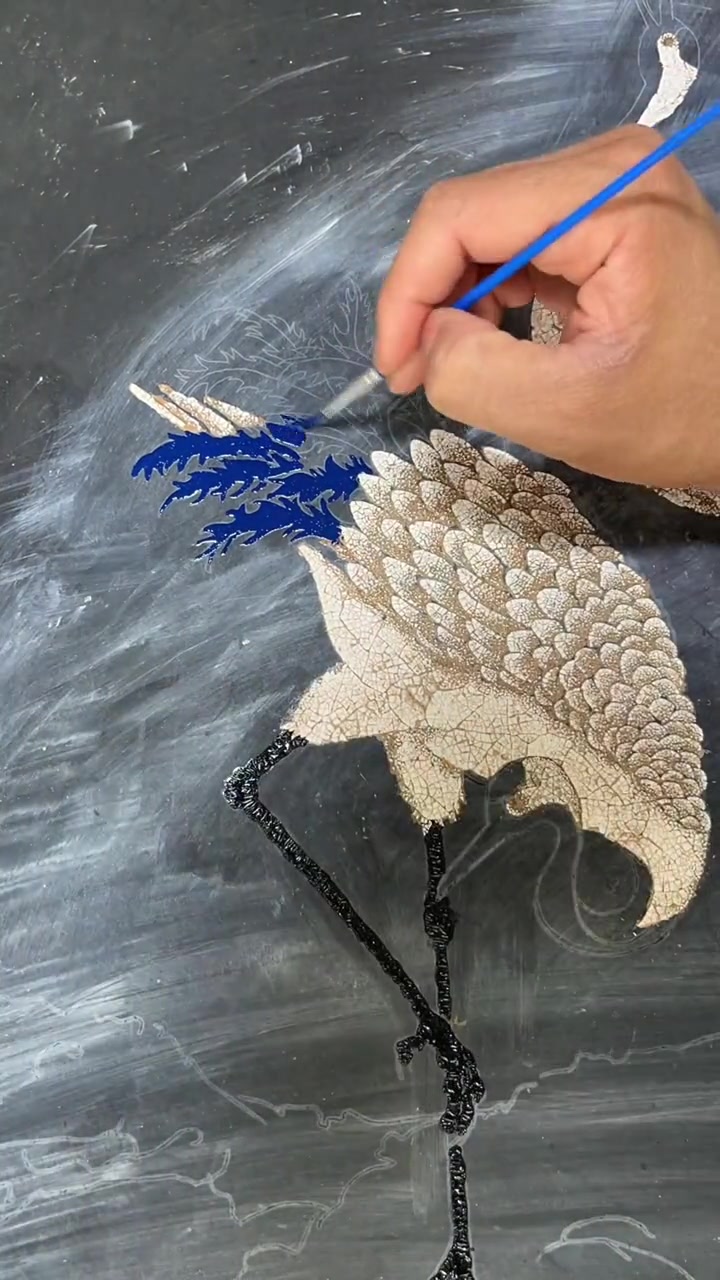 鸡蛋壳还能做仙鹤画？效果还是很喜庆的！