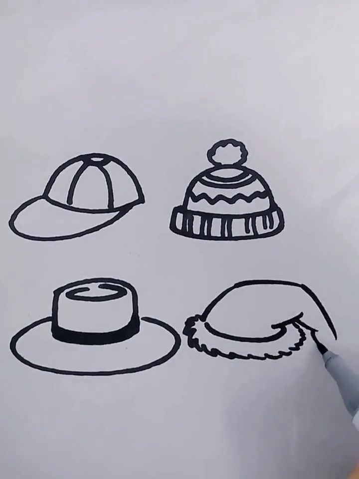 零起点学简笔画，几种常见的简笔画帽子，一看就会！