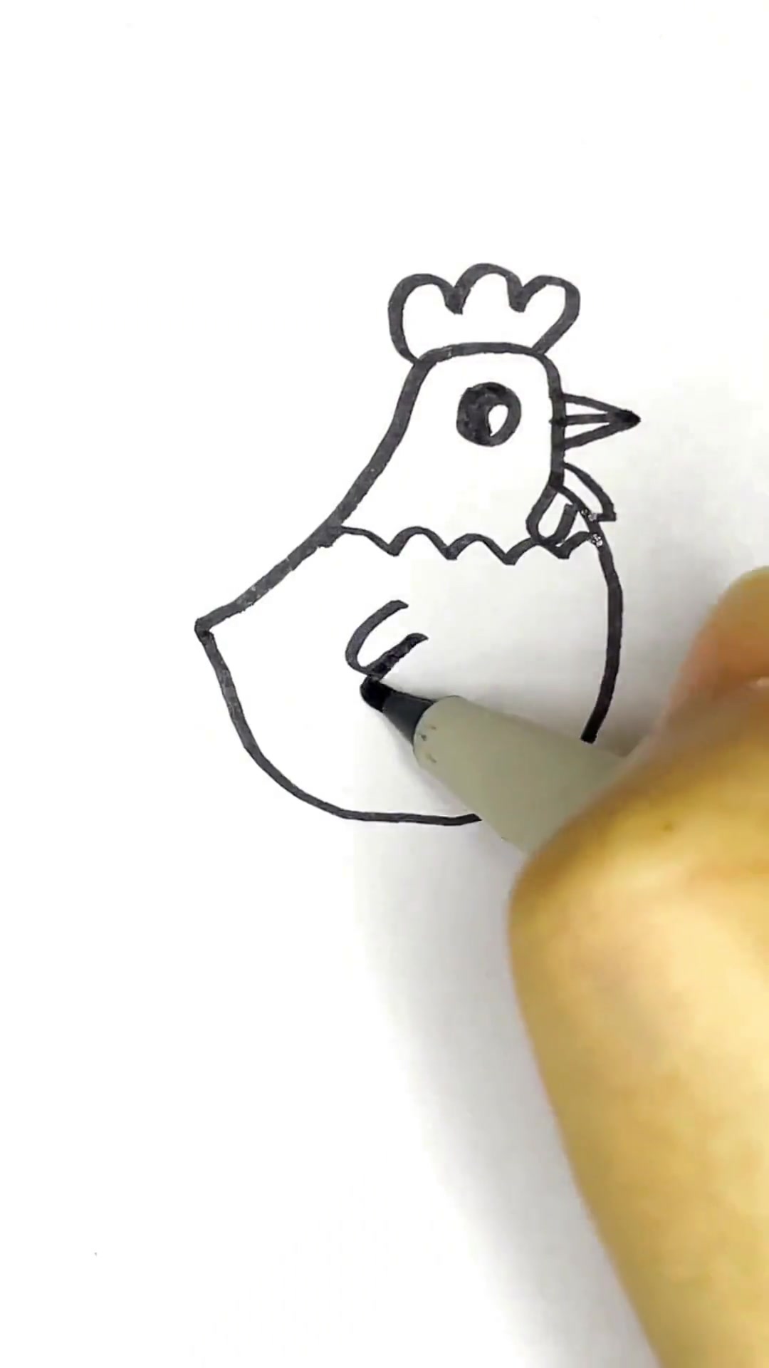 画可爱的小公鸡简笔画，亲子一起学画画