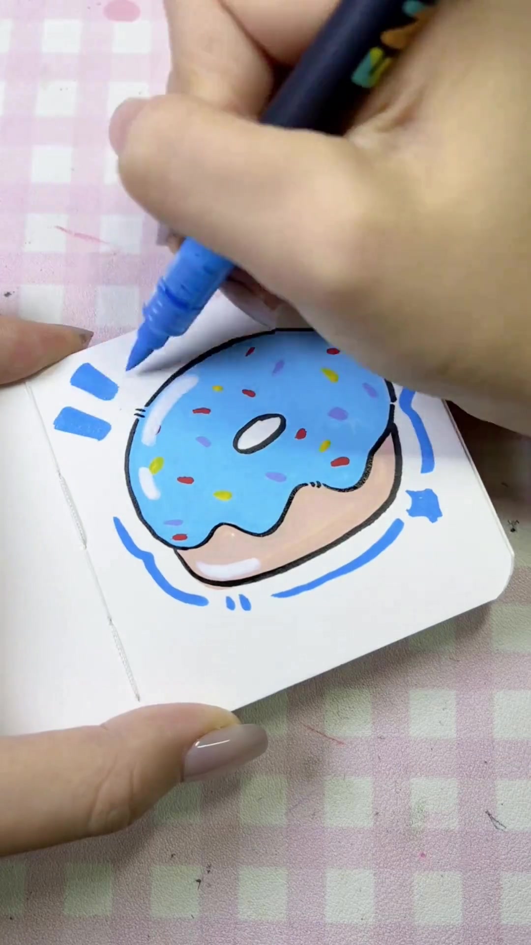 沉浸式绘画甜甜圈 可爱涂鸦 食物简笔画教程