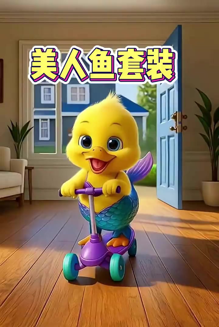 可爱的小鸭子买了一件美人鱼服装