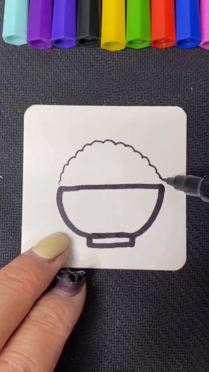 教你画一碗简单又可爱的米饭简笔画