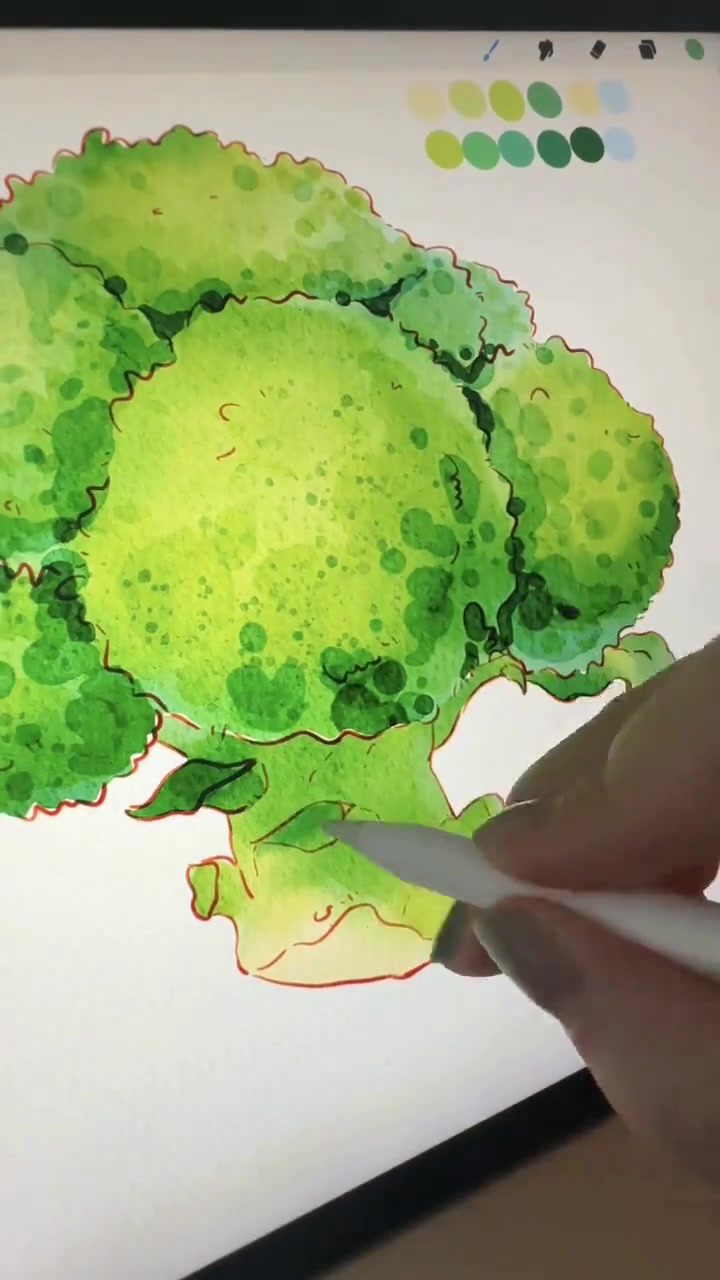 手绘蔬菜西兰花 零基础也能这样轻松画