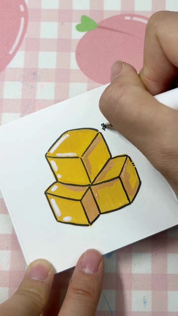 我又来画火锅食材啦，今天是我喜欢的鱼豆腐简笔画