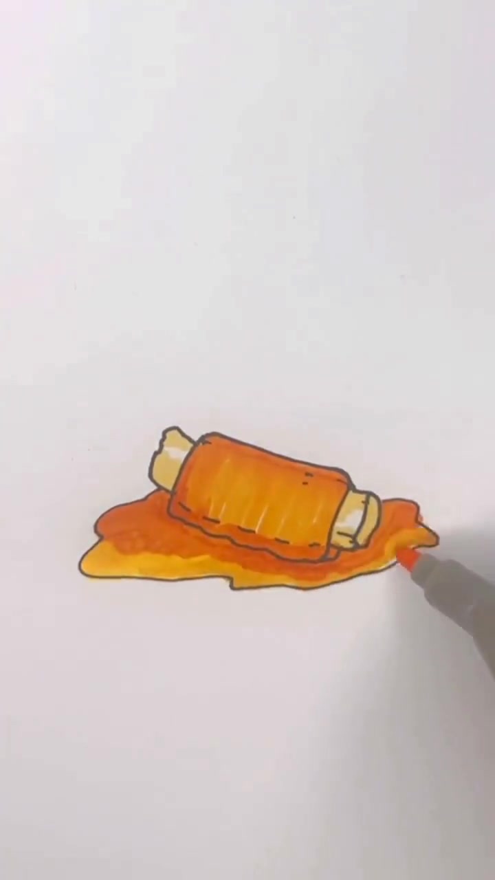 画上色后的糖醋排骨简笔画，步骤简单好上手