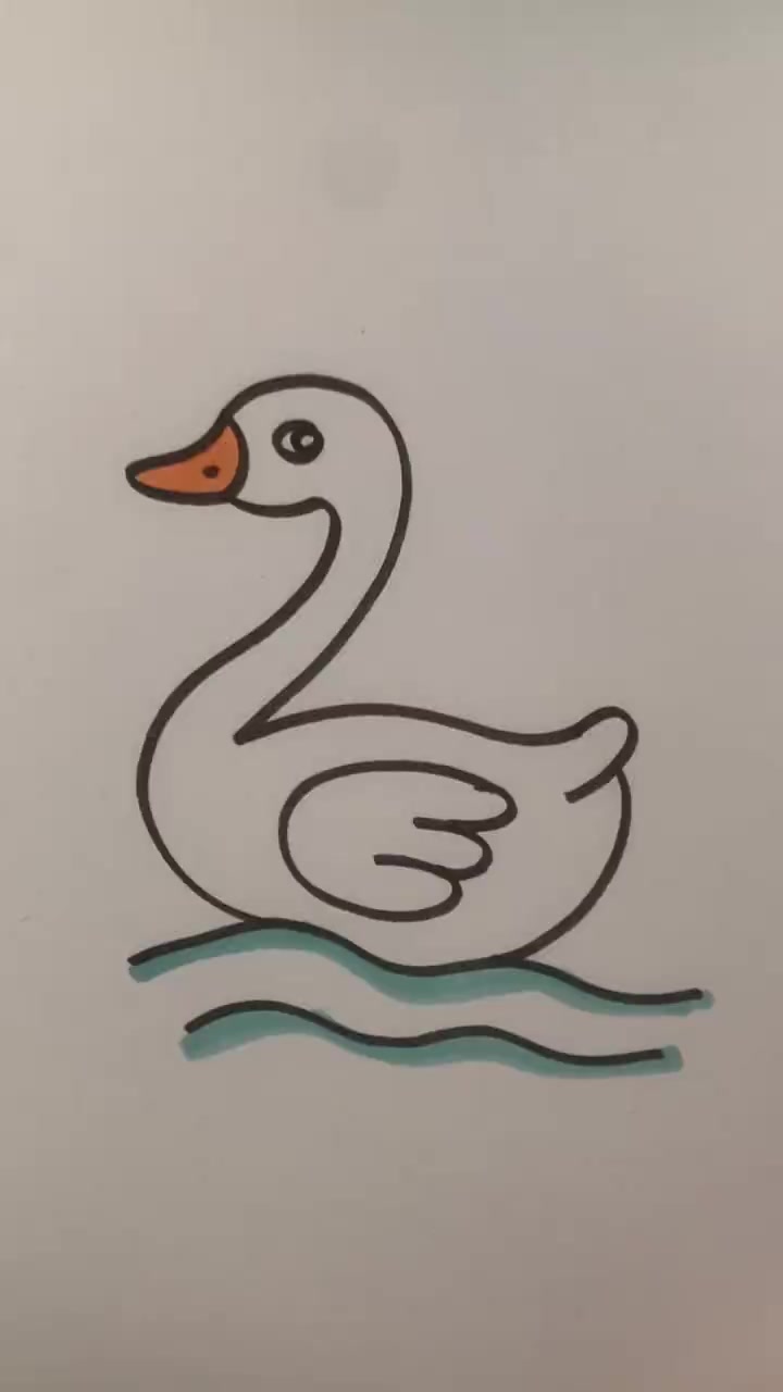 用数字2画小鸭子