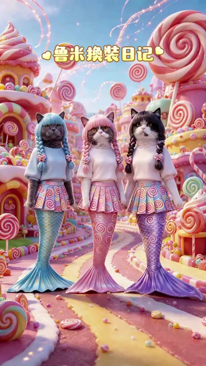 美人鱼猫被小女孩的魔法打败了，超漂亮的魔法衣服你想要吗