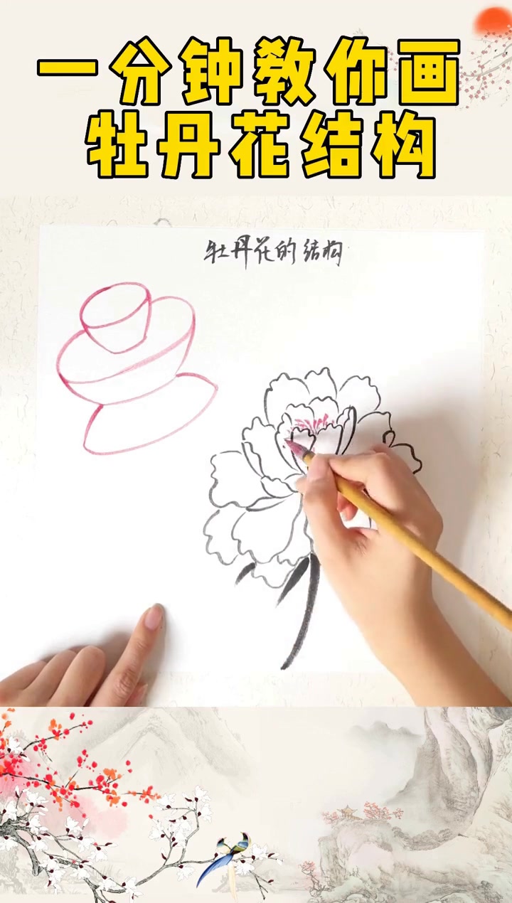 了解牡丹花结构，学习国画写意牡丹零基础技法