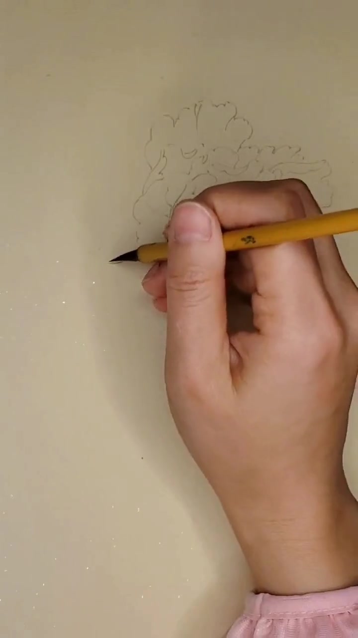 工笔牡丹白描技法详细教程，简单易学