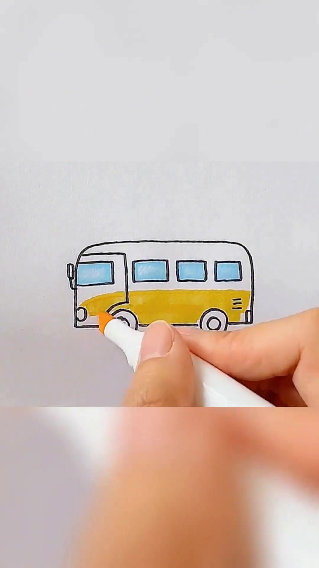 儿童简笔画 可爱的复古面包车怎么画
