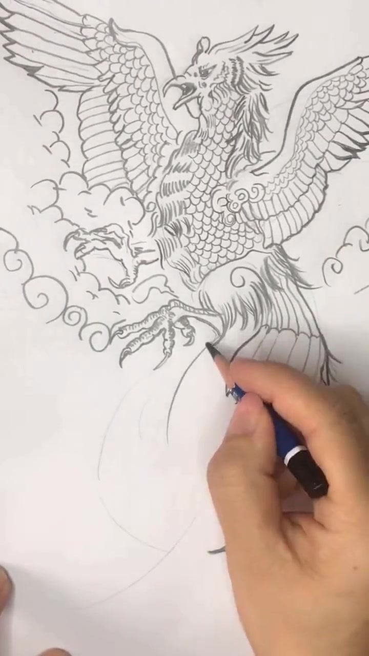 90后宝妈带娃一起学画凤凰简笔画