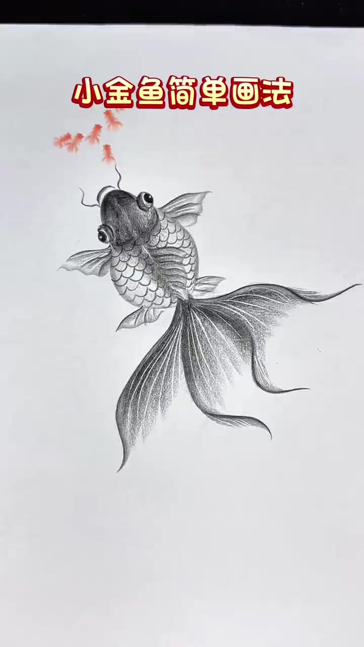 小金鱼简单画法，一看就会……