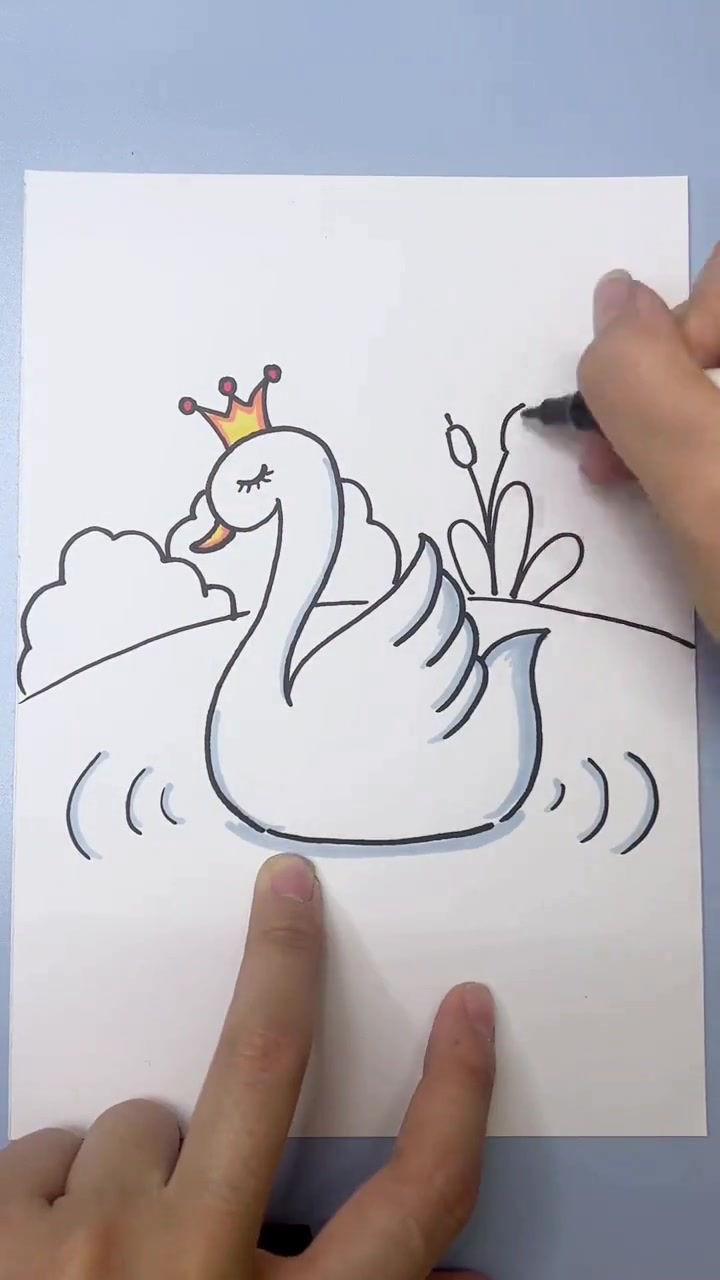 白天鹅主题创意画 简单又好看的儿童简笔画