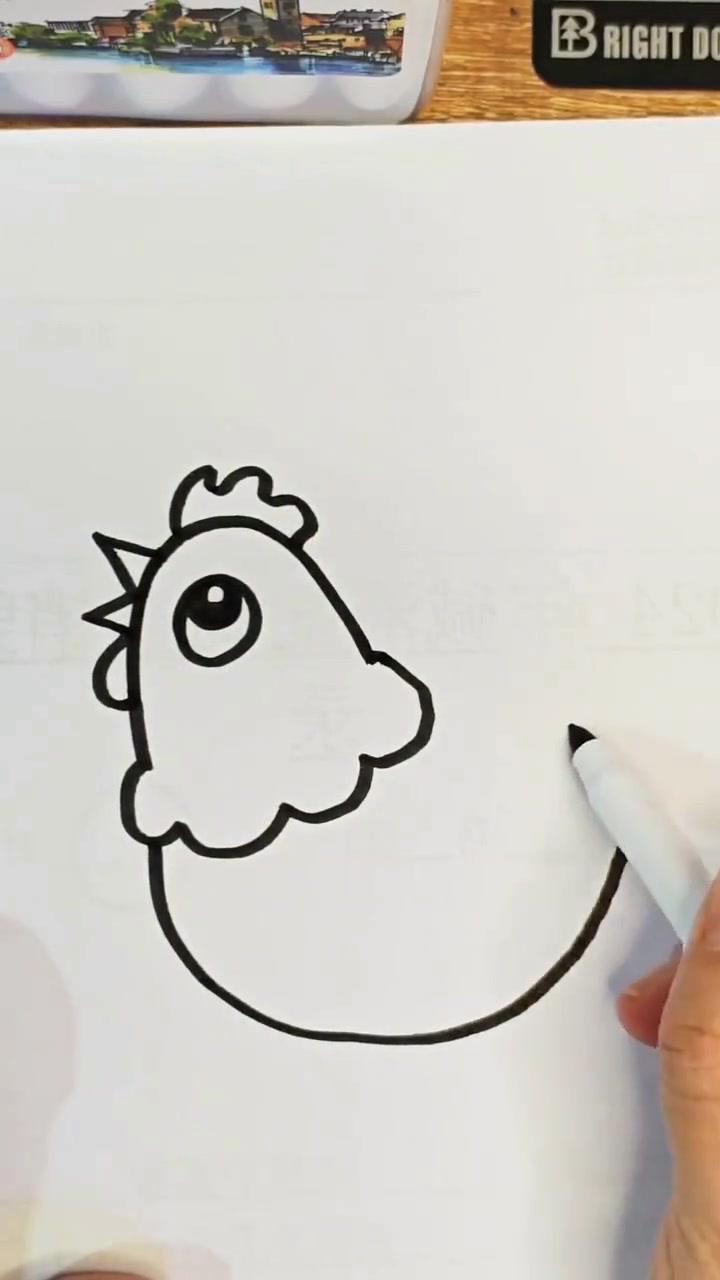 和孩子一起画可爱的母鸡下蛋简笔画