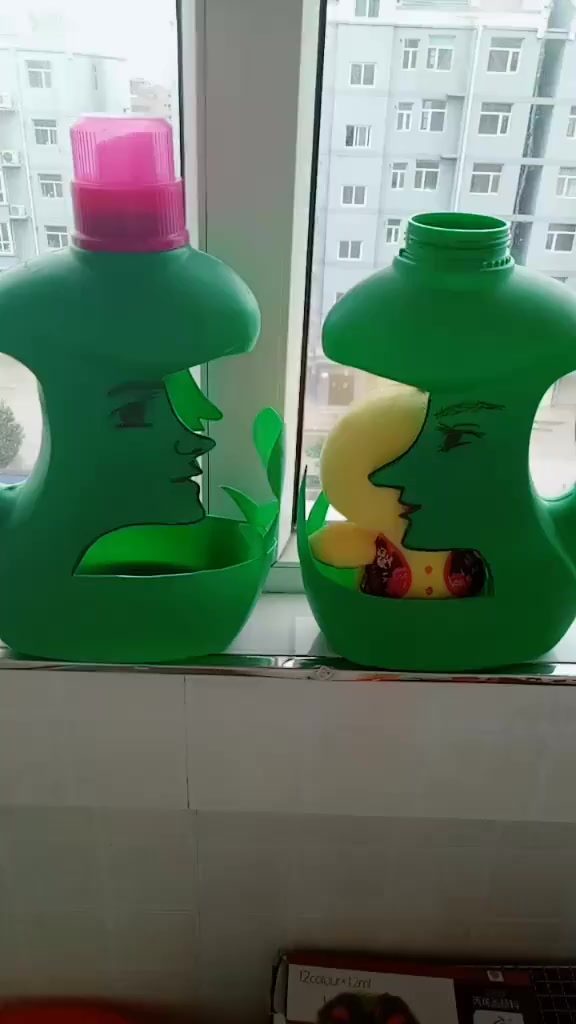 洗衣液桶改造花盆之绿色系列