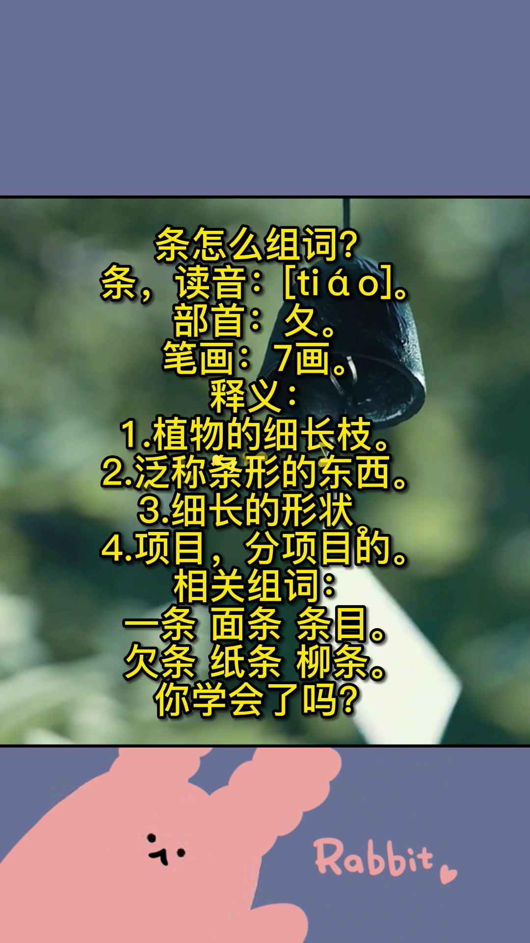 条怎么组词?快来记笔记啦!