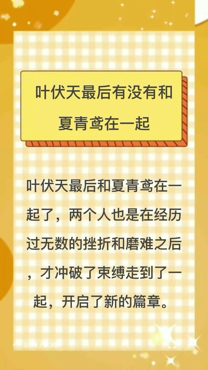 叶伏天最后有没有和夏青鸢在一起