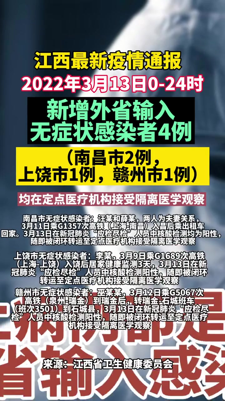3月13日江西省新冠肺炎疫情情况通报!