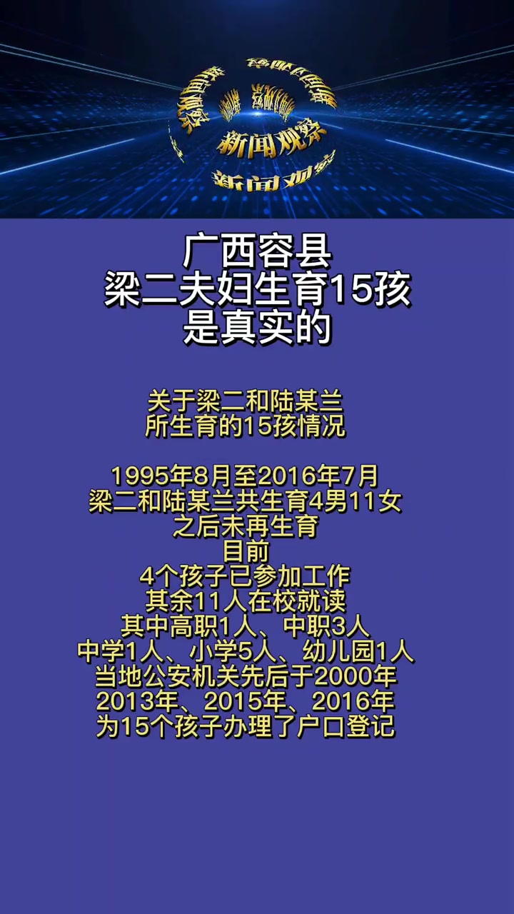 广西容县 梁二夫妇生育了15个孩子,确有此事!生育
