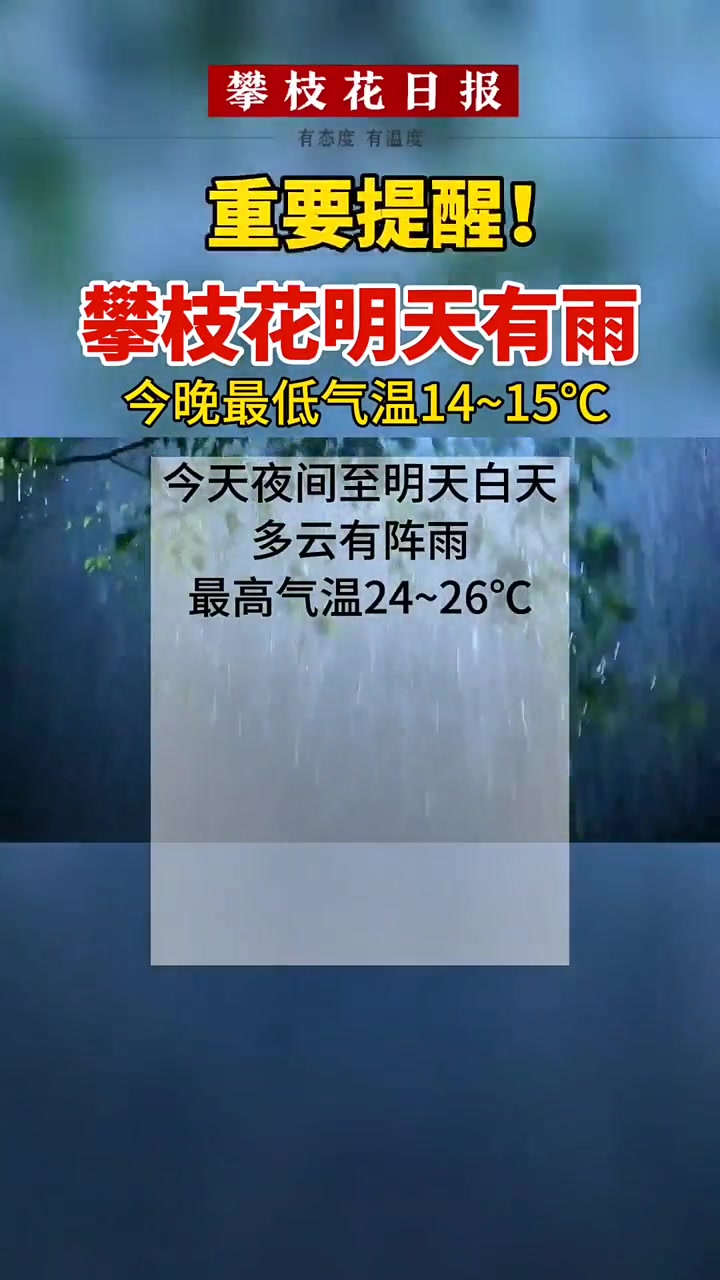 重要提醒攀枝花明天有雨攀枝花天气