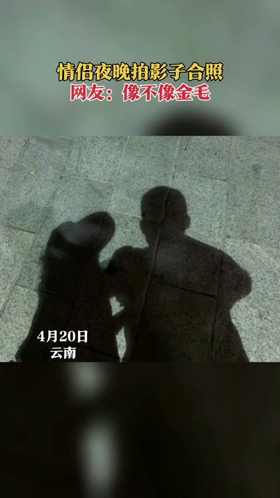 4月20日云南情侣夜晚拍影子合照网友像不像金毛