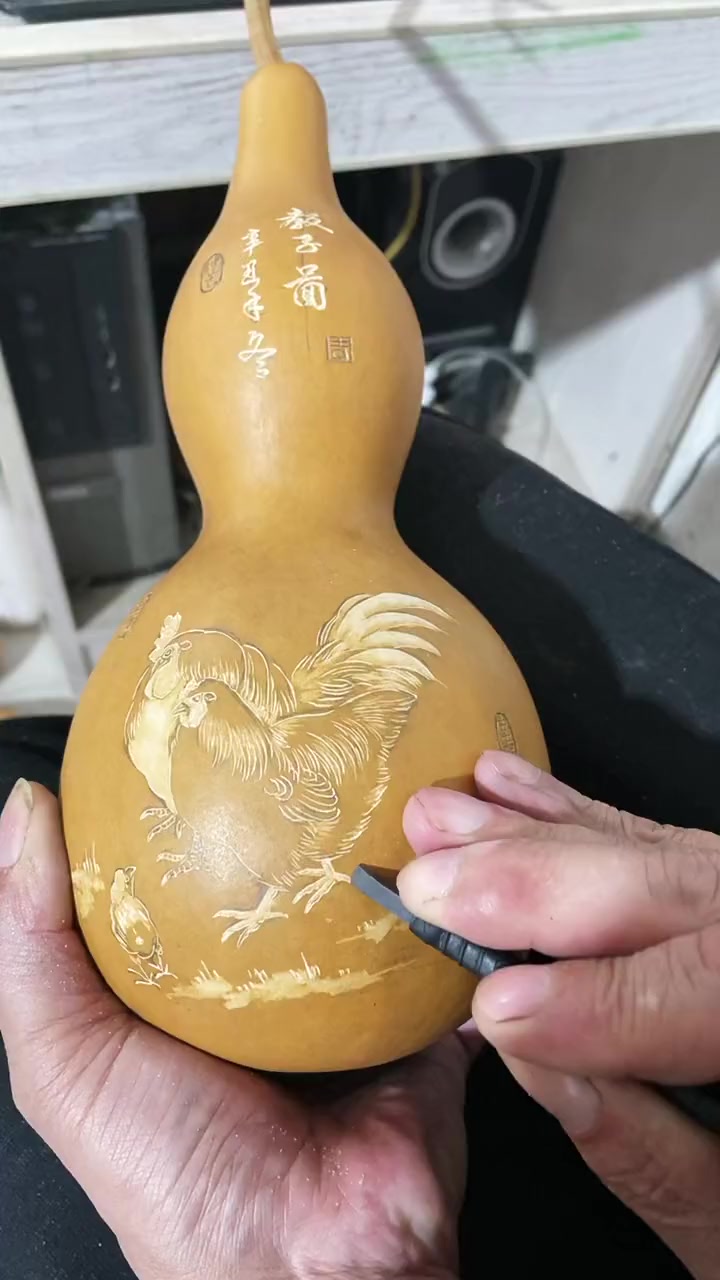 纯手工雕刻 民间艺术传承 刀刻葫芦 纯手绘