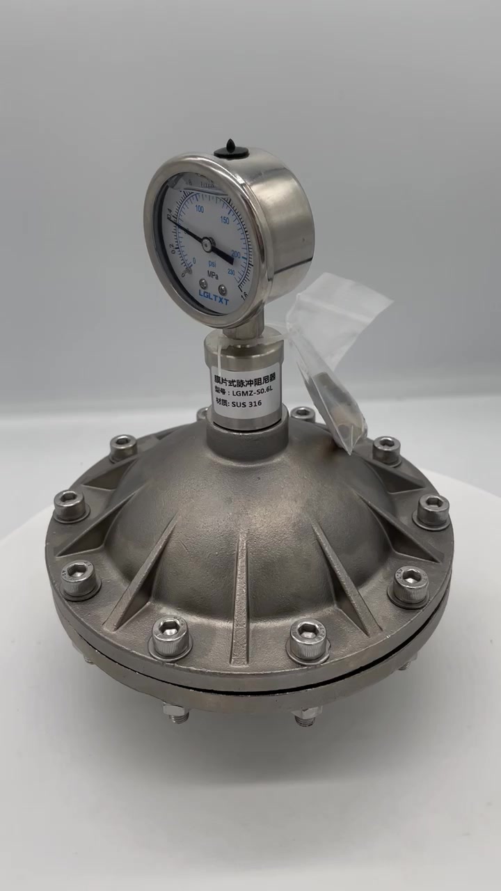 不锈钢膜片阻尼器内螺纹连接带压力表已经充了氮气