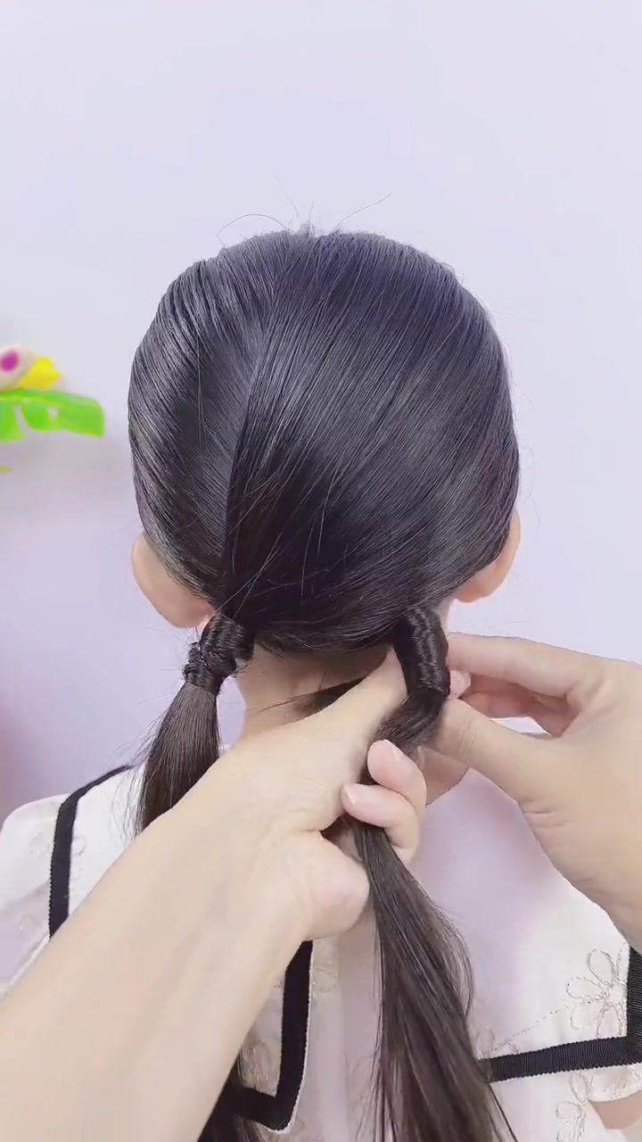 网红交叉双麻花辫,可亲子哦!编发教程 扎发教程-度小视