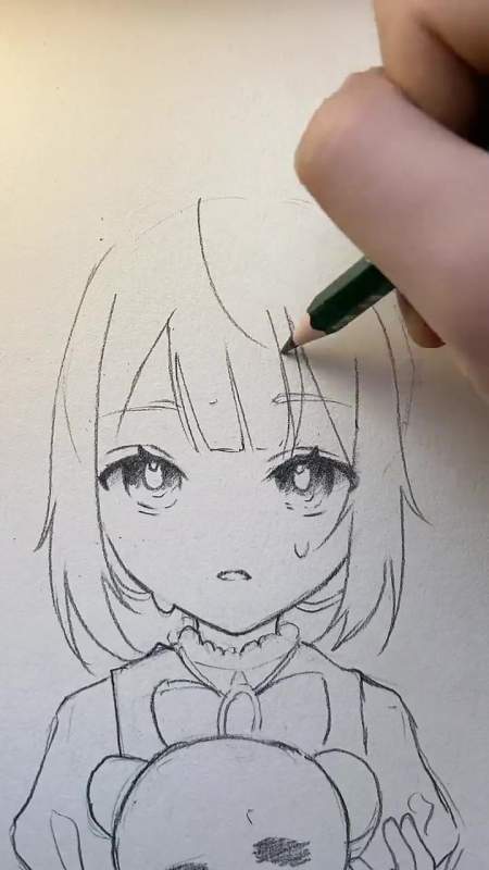 教程画画,临摹手绘二次元绘画过程-度小视