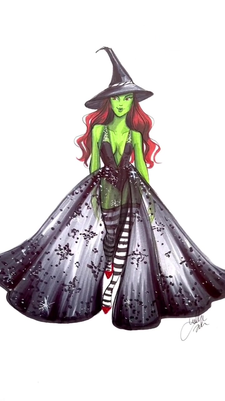绿色恶魔服装设计手绘