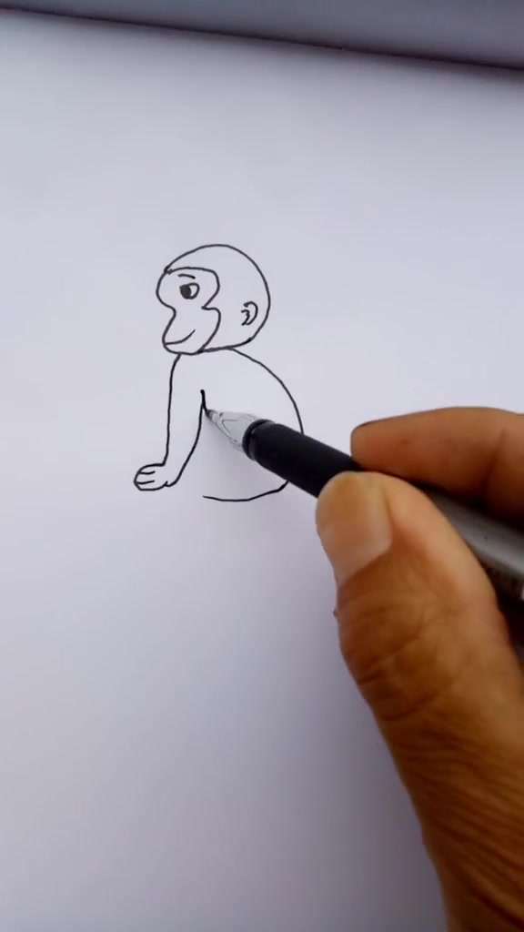 用3画猴子献桃简笔画一看就会