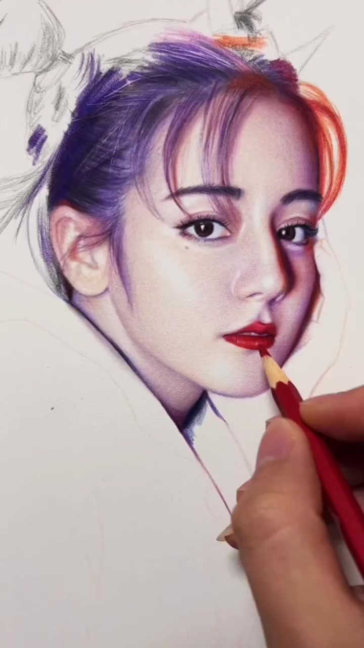 彩铅人物画迪丽热巴