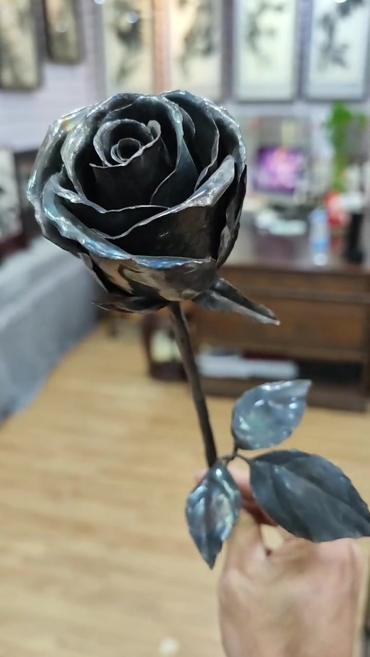 铁画 铁玫瑰 送女朋友礼物 徽艺坊铁画