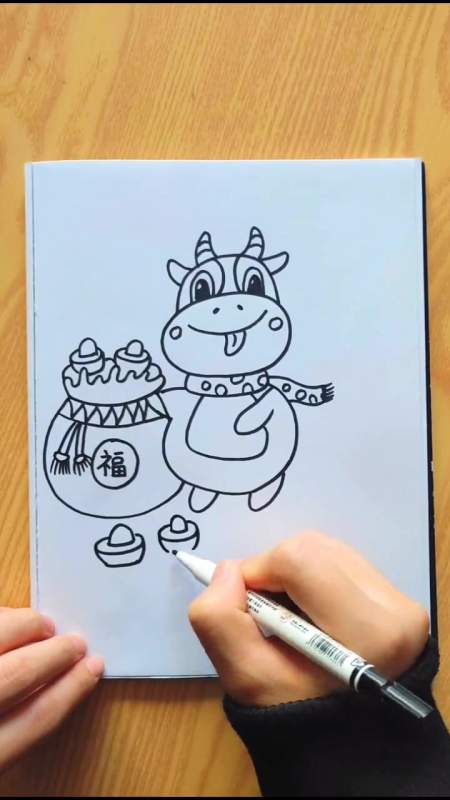 第9集|牛年简笔画祝大家新年快乐!画画 简笔画-度小视