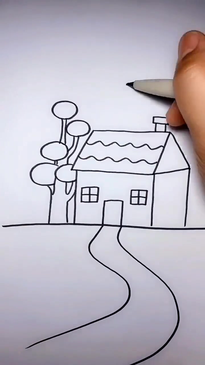 幼儿园简笔画~小房子 简笔画 有趣的创意 画画 手绘 乱涂乱画 想画就