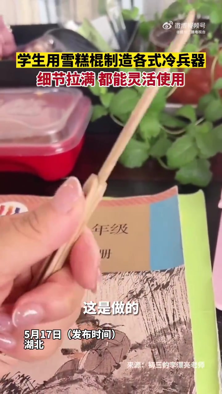 学生用雪糕棍制造各式冷兵器,细节拉满,都能灵活使用!
